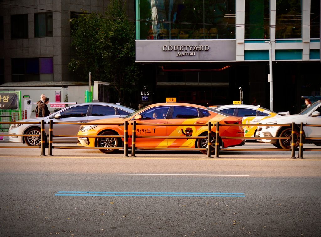 Kakao T taxi on the street in Seoul