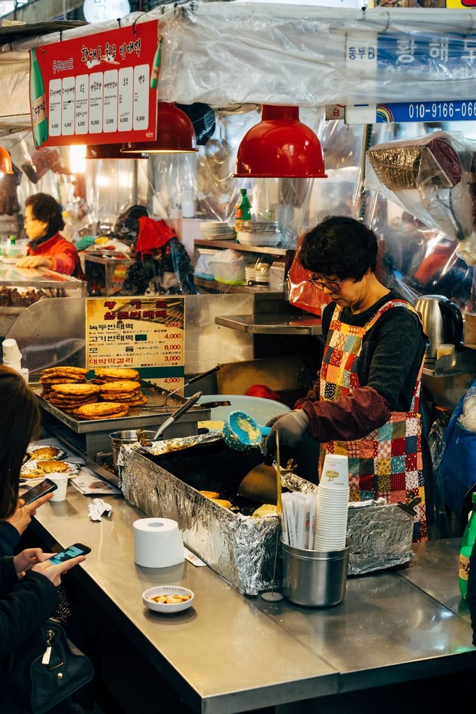 Korean market menu translated using Papago app
