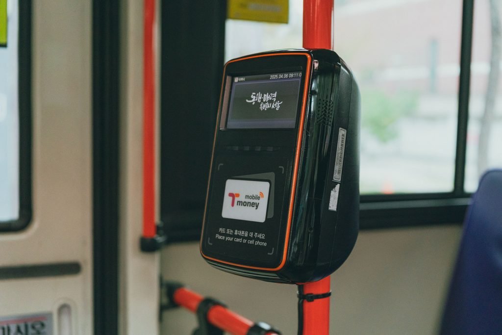 T-money card tap for Seoul subway and bus