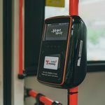 A T-money reader on a Seoul city bus, where you tap your card when boarding and again when getting off