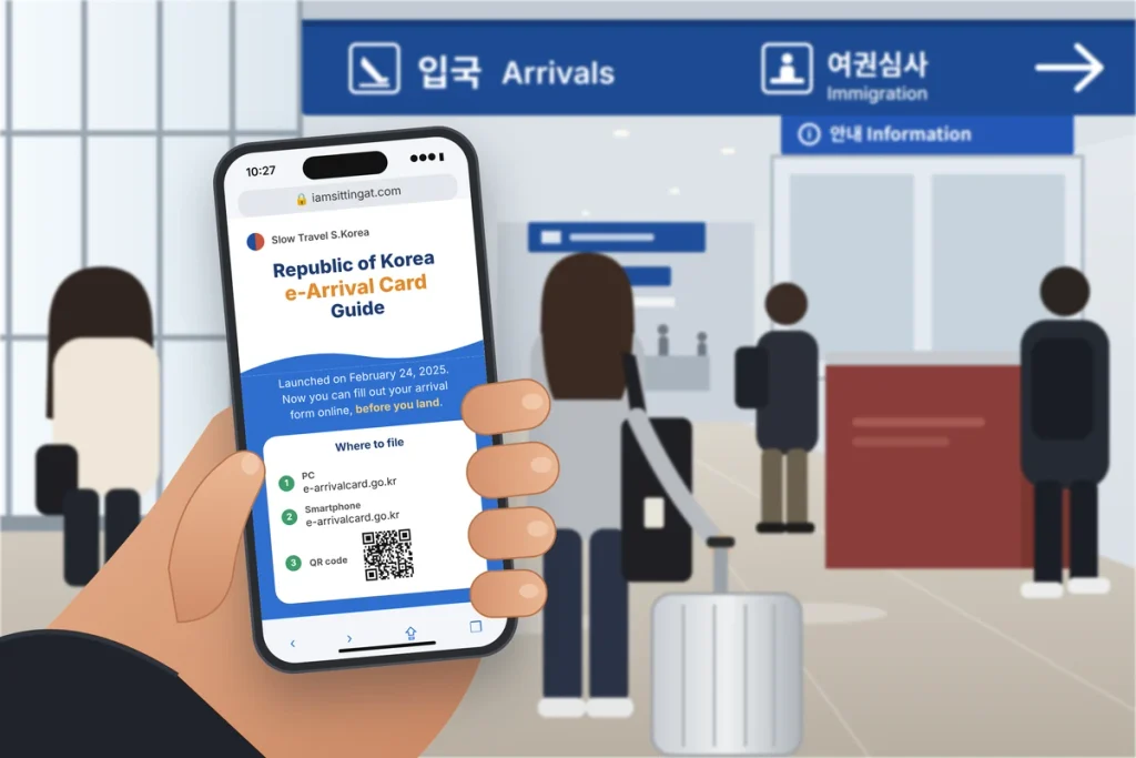 Korea e-Arrival Card form on a smartphone screen