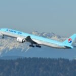 Korean Air plane, business class to Seoul with points from New York