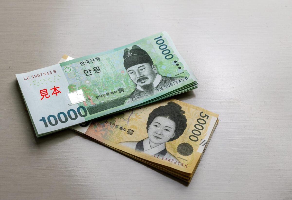 Korean won banknotes, a reminder that the menu price is the final price when tipping in Korea